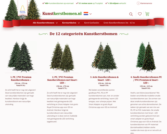 Saga Structureel ijs Kunstkerstbomen.nl - Websitesvergelijken.com